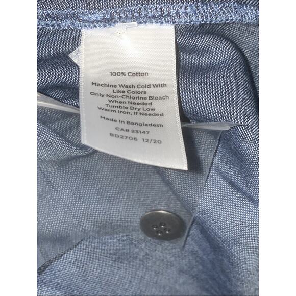 NWT Talbots Chambray Blue Denim Shift Square Neck Lightweight Dress Size 6P - Picture 7 of 7